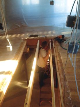 Where the old stairs had been removed, we filled in with joists as needed.