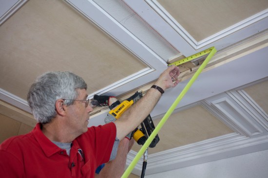 The layout set the panels 4 1/2 inches apart so that 5 1/2-inch boards could form the minor beams.
