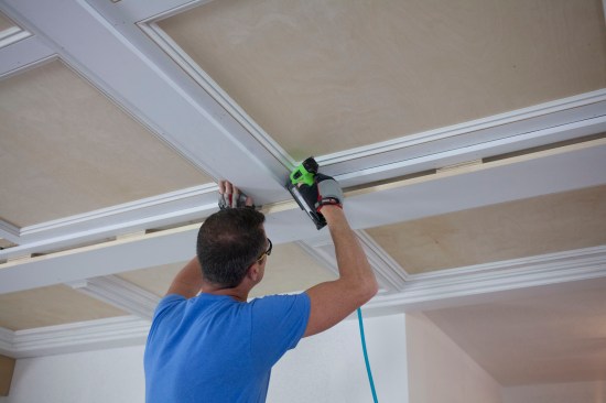 The minor beam becomes part of the intermediate layer. To keep it flush with the strip, nails join the pieces together at one conrer...