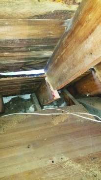 The crew cut the rafters at an angle to eliminate binding as they lifted the roof.