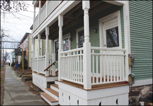 The skirt around the base of the porch has screened cutouts that allow for ventilation while blocking out insects, cats, skunks, and other neighborhood pests.