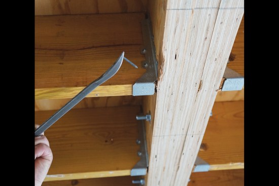 … from the joist hangers …