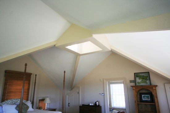 The cupola’s interior light well was left opened to dry out for a while, then drywalled and painted. The entire restoration took two carpenters eight days to complete, not including the painting. 