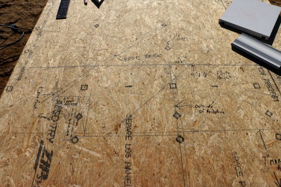 Creating a crown-molding cornice begins with a full-scale drawing of the details, including the wall-plate height and the frieze board above the windows.