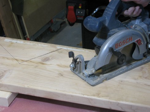 When cutting the stringer, carefully cut over to the line. Over-cutting can weaken the stringer.
