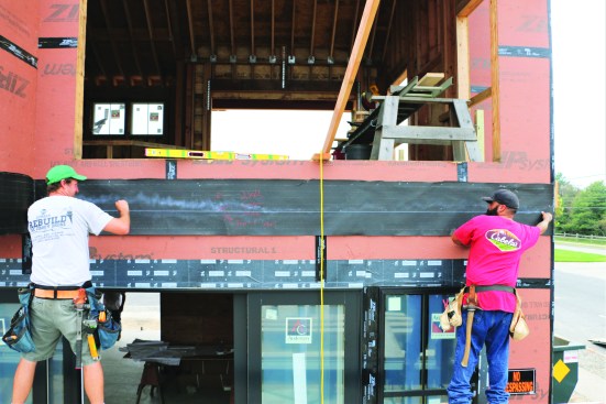 Then they snapped a chalk line for installing the ledger.
