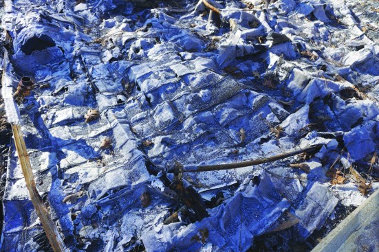 These roofing remains are from a home destroyed in the Camp Fire.