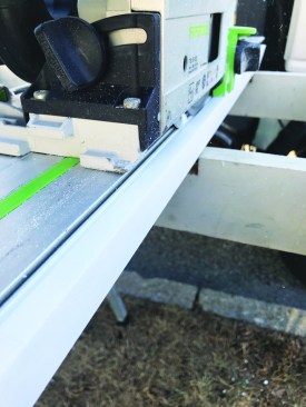 Then he flips the sill over and rips a shallow drip groove on the underside.