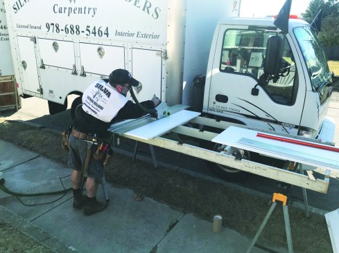 To make the sill stock, the author rips two pieces of 3/4-inch-thick PVC sheet stock.