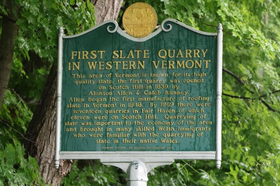 Three miles southwest of the Glen Lake Syncline, the first slate quarry in western Vermont was opened in 1839. The quarry owners began manufacturing roof slate 1848 and by 1850 there were five companies in Rutland County, Vermont producing the roofing product. Photo by Tim Healey