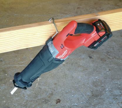 The 2720 Sawzall includes a pivoting hook so you can hang it from framing, ladders, and scaffolding. 