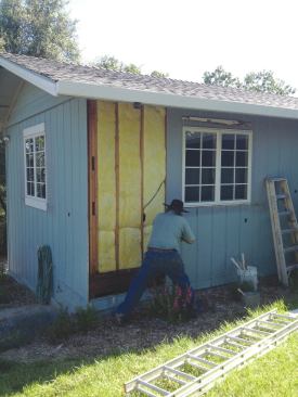 All first-floor T1-11 paneling that had deteriorated was removed.