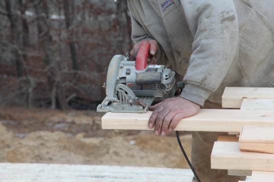 Before plates are measured and cut to length, one end is cut square. Measurement is then taken from that end.