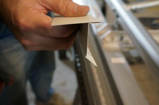 A drip edge consists of a 90° bend, a hem, and a 45° bend.