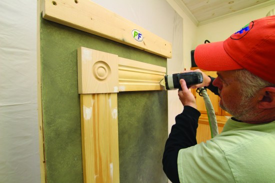 Linear profile sanders with different-shaped attachments work well on trim details such as grooves.