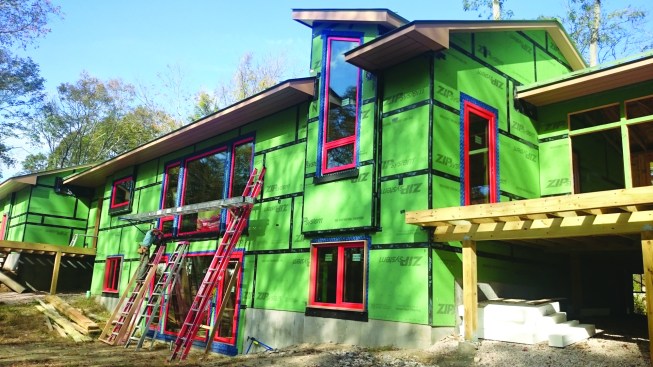 Before rainscreen is installed, the building should be 100% airtight, weathertight, and water managed.