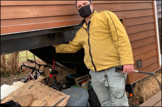 The suspected reason for the conditions allowing the mushroom growth was that the wood-framed structure and the metal trailer had not been thermally isolated from one another. Here, co-author Chris West inspects the trailer’s steel chassis and …
