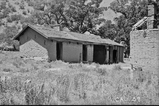 The Soldiers’ Quarters as viewed from the northeast. Cullimore, “since its abandonment in 1864, the buildings have been used as residences, stables, or sheds, or have remained unused. A few repairs have made some of the buildings adequate as ranch structures.” And, “in several places, however, large structural cracks have occurred. These considerably weaken the structure and have evidently caused the owners of the property to introduce iron tie rods at various points to strengthen it.”