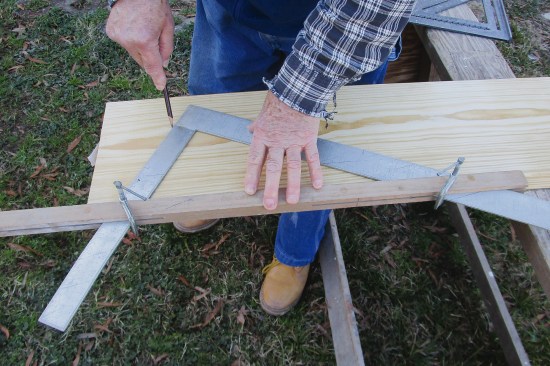 You can multiply the sides of the triangle by 1.5, then clamp a fence to the 9-inch mark on the framing-square tongue and 18-inch mark on its blade.