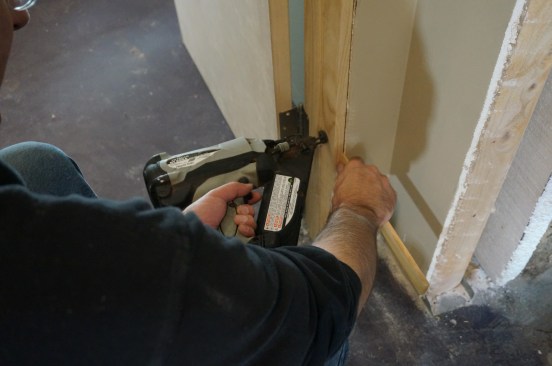 As before, drive a single nail just above the shim.