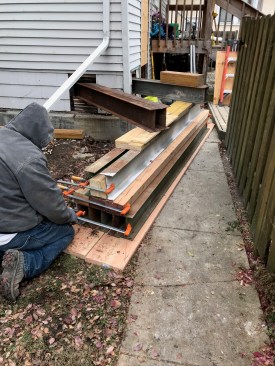 On the outside the needle beams sat on solid cribbing.