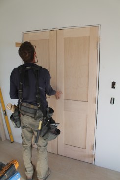 Check that gaps around the doors are even and that the doors are sitting in the same plane when closed.