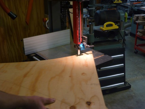 Again a bandsaw makes the curved sheathing cuts.