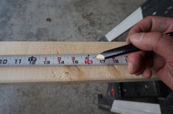 Most measuring tapes come with 16-inch layout marks highlighted in red.
