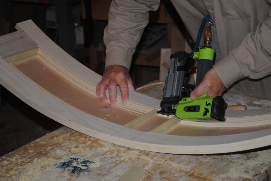 Then he completes the molding for the other side.