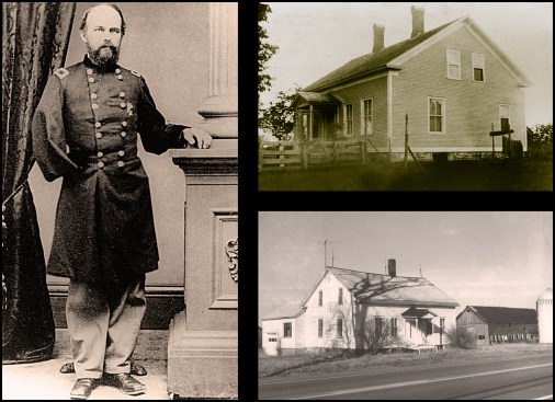 Stannard, shown here (photo, left), is renowned for helping thwart Pickett’s Charge at Gettysburg on July 3, 1863. Later in the war, he was wounded and lost his right arm in the Battle of Fort Harrison on September 30, 1864. Stannard’s home circa 1880s (photo, above right) and the late 1980s (photo, below right). The home sat vacant since 1988, its barn burned in a fire department training exercise the same year.