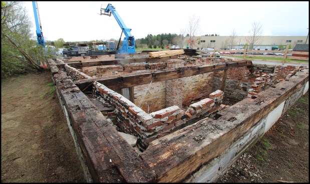 The existing foundation (photo, above) is to be backfilled with its top, above-grade portion to be left as a "pocket park". At a later date, a roadside historic marker will be installed honoring General Stannard and noting the home's original location.