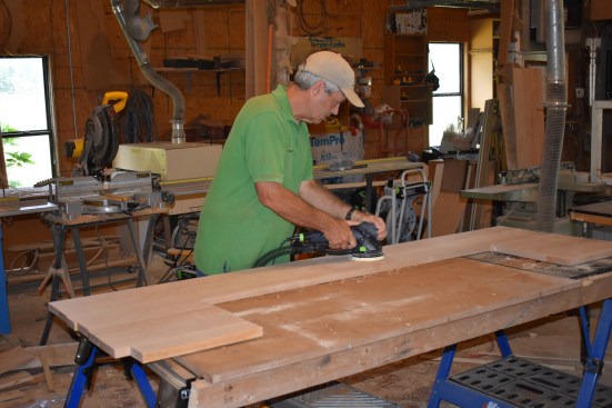The author gave all of the tread blanks a final sanding before taking them to the site to be fit and installed.