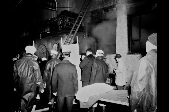 The fire happened quickly and got knocked down quickly (coincidently, the fire department happened upon the Cocoanut Grove scene after extinguishing a nearby car fire). Within 20 minutes of fire department’s arrival, the fire was largely extinguished, rescue and recovery efforts continued into the early hours of the next day. Author Charles Kenney recounts in “Rescue Men” (2007) how his grandfather, Charles “Pops” Kenney (a Boston firefighter) was laid up in the hospital with “raw red scratches on legs … scratches on his legs from people who had been lying in the doorway of the Cocoanut Grove … people scratching and clawing, desperate to be rescued.”