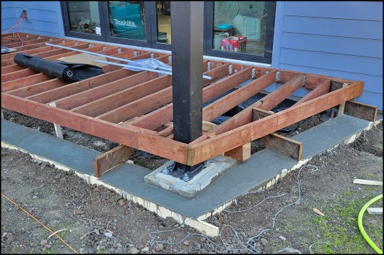 Figure 5C. The deck is framed around the steel columns.