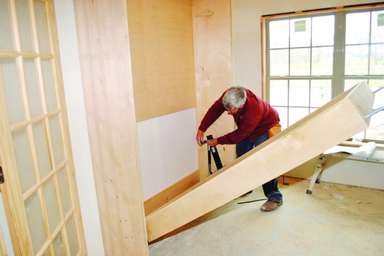 The pistons that help drop and lift the bed are held with a metal band in just the right position to fit on the bracket with the bed partially open. It helps to have one person hold the bed in position while the other attaches the pistons.