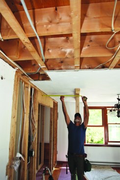 Temporary support walls should be placed below solid framing.