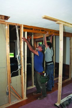 The tight fit requires a hammer to drive the jacks home.