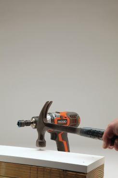 The hole in the PVC that was cut by a countersunk screw is concealed with a small cylindrical plug of the trim material that slides into the hole and is tapped flush to the board surface with a hammer.