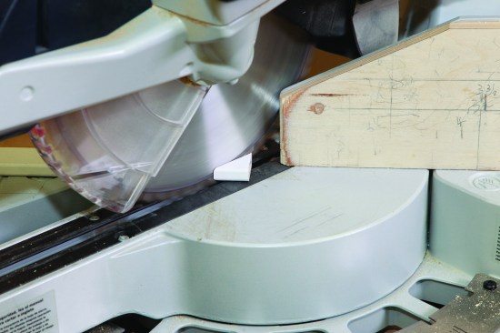 When cutting the small return cap of the architrave bead, I slide the fences on my Kapex saw in as close to the blade as possible.