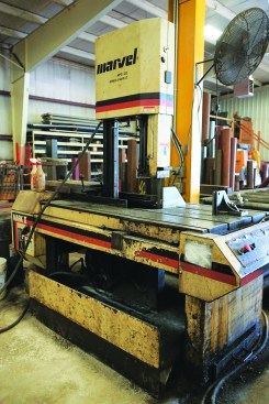 Tools typically found in a metal shop include beam saws.