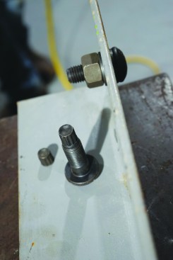 It breaks off at a given torque.
