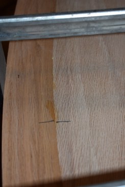The author lines up index marks made earlier to assure that nosing would be properly aligned with the stari blank.