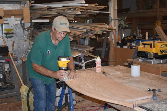 The author creates a bullnose profile for the step nosing using a roundover bit in a router.