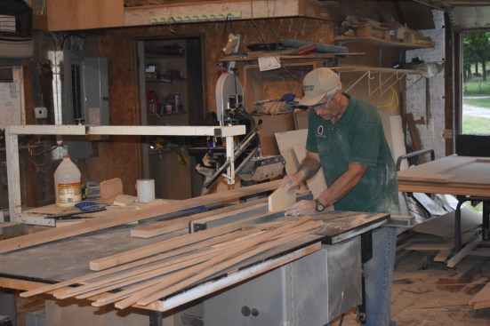 To make the curved nosing for the step, the author begins by ripping strips on the table saw. He planes at least one side of the strips to create the tightest glue joint possible.