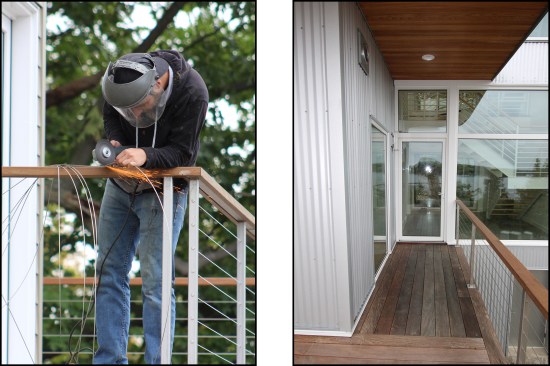 Figure 8b. The deck was temporarily treated as two separate decks with code-approved guardrails (left, right).