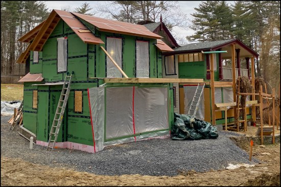The clients felt that the addition’s mass (in the foreground) was too big and its height competed with the main home’s height.
