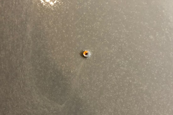 … then works the compound flush to the tops of the screws … 