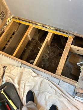To correct a sagging floor, he had to reframe it.