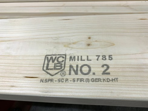 This lumber grade stamp was recently photographed on 2-by framing stock for sale at a large retail lumber chain. The German wood species identified on this grade stamp - Norway spruce, Scots pine and silver fir - are not among the wood species currently recognized in the ICC building codes for structural applications.