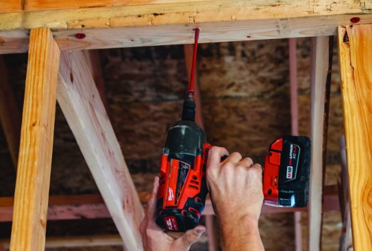 For long structural fasteners, the author needs the extra power of an impact driver, such as the Milwaukee M18.